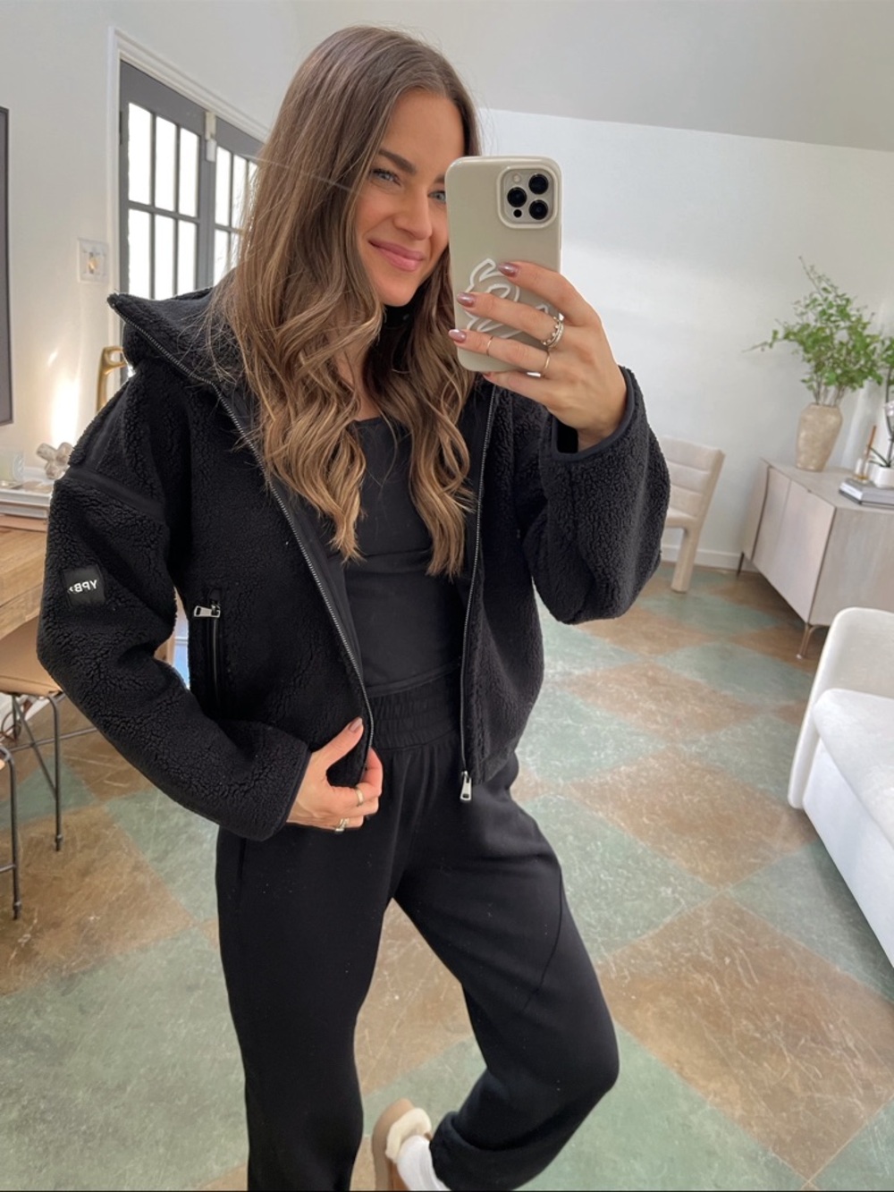 Women’s Black Teddy Sherpa Zip-Up Jacket by